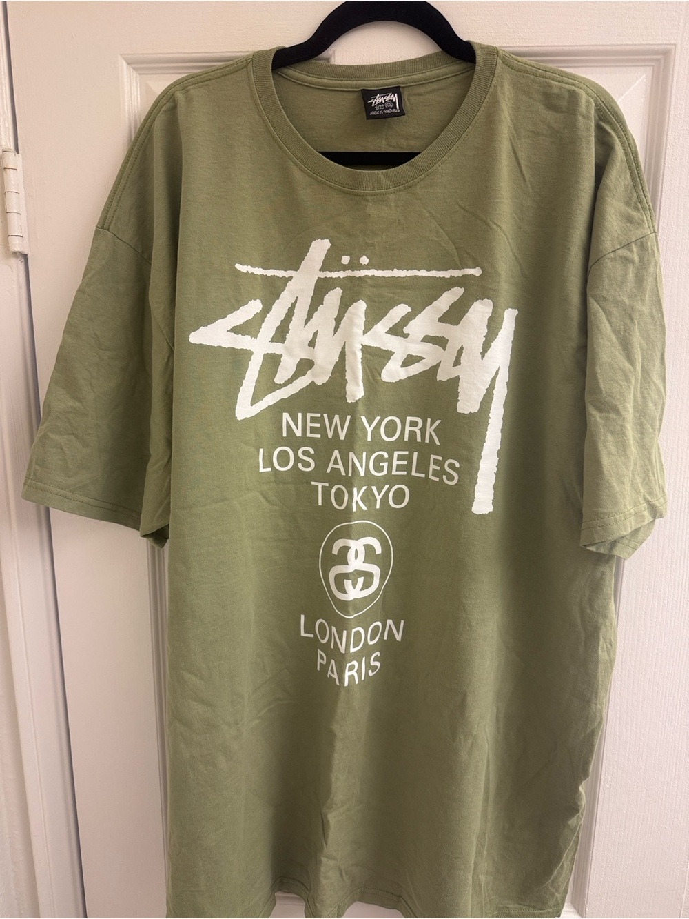 Stussy Olive Green Graphic Logo Tee